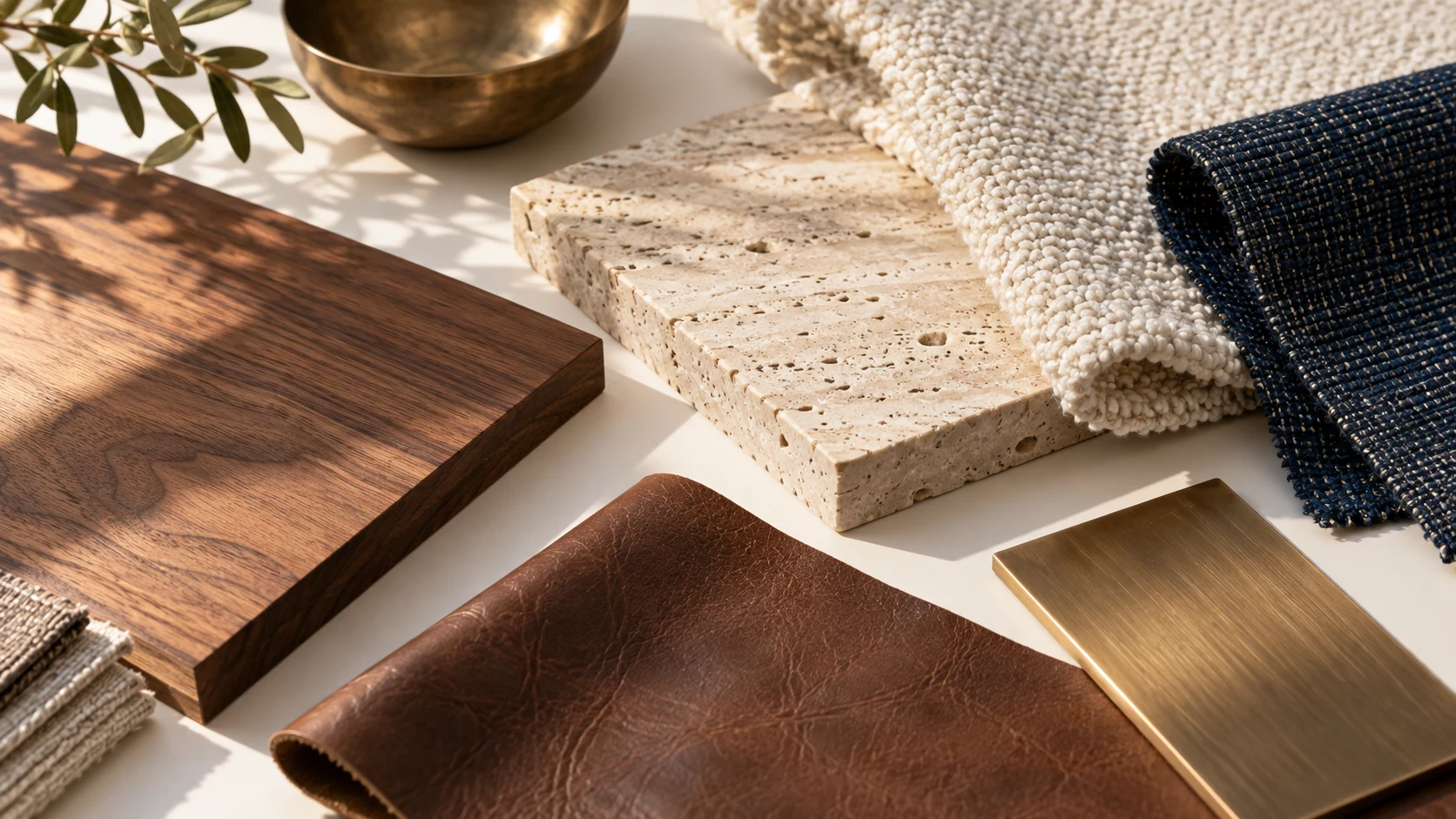 Timber, textile, stone and leather material selection